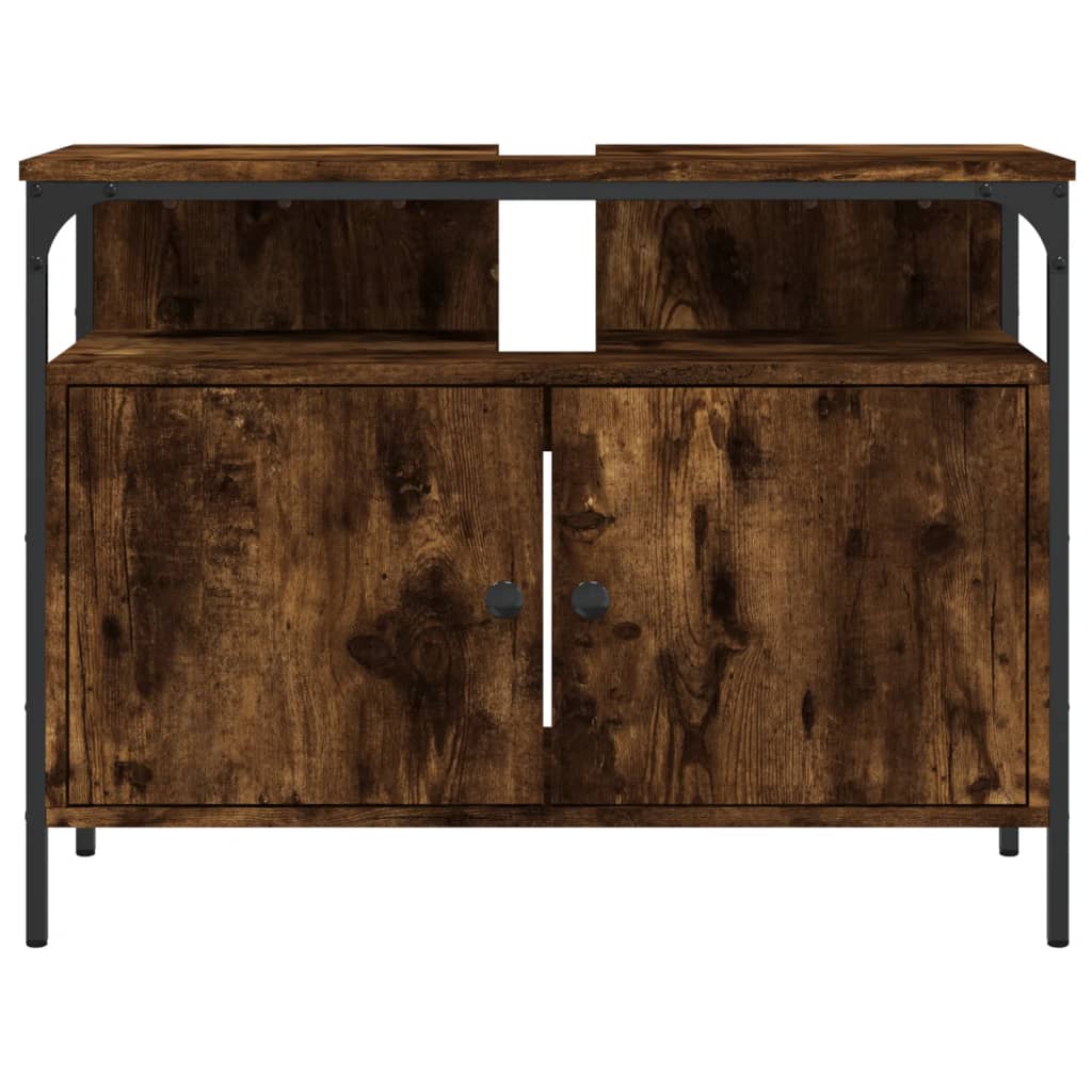 Washbasin base cabinet smoked oak 80x30x60 cm wood material