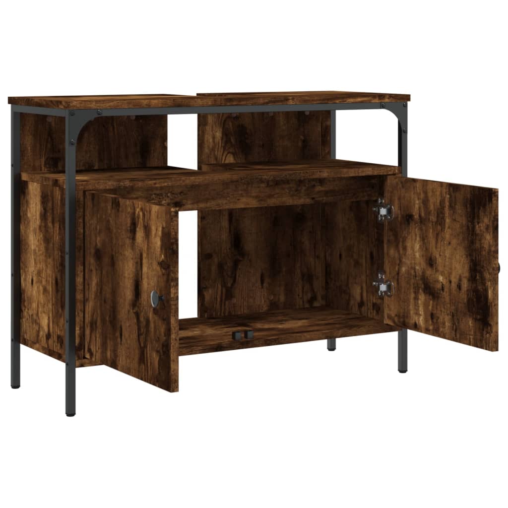 Washbasin base cabinet smoked oak 80x30x60 cm wood material
