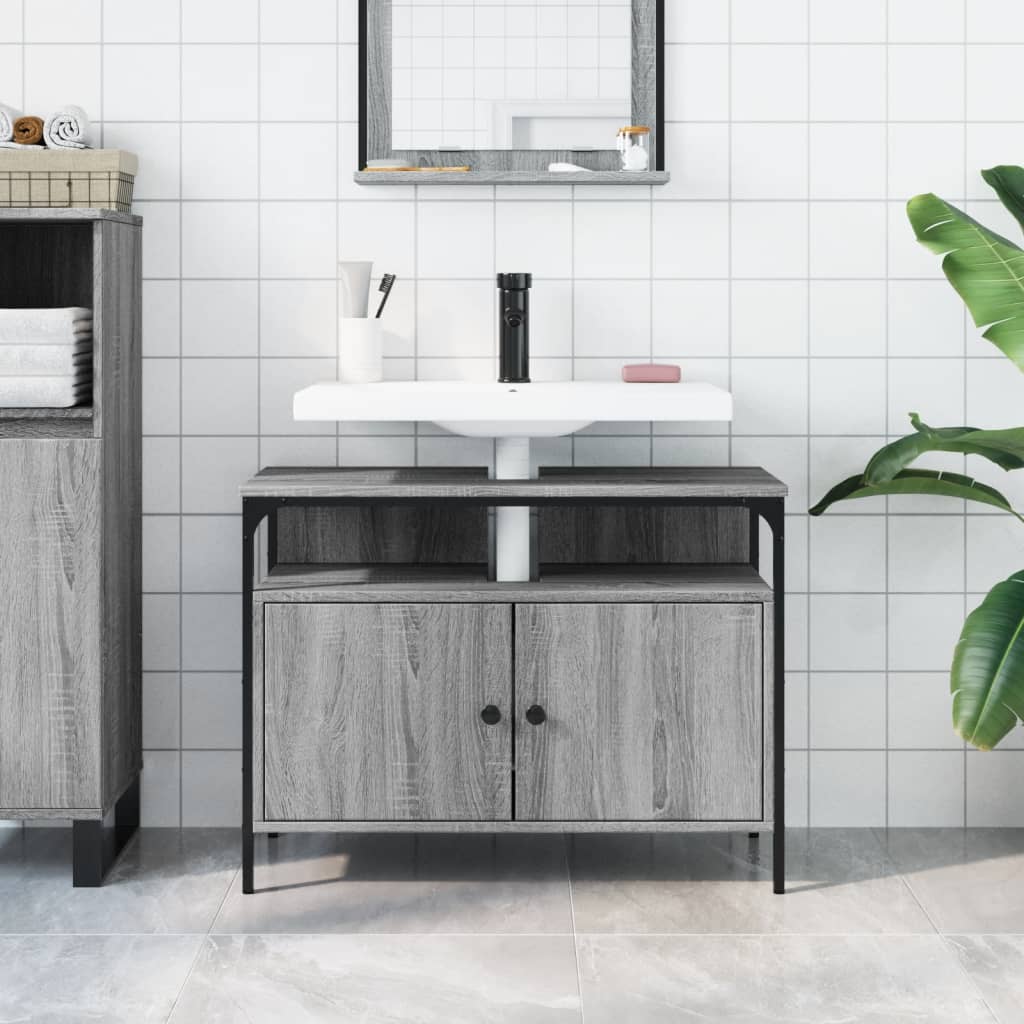 Washbasin Cabinet Grey Sonoma 80x30x60 cm Wood Material