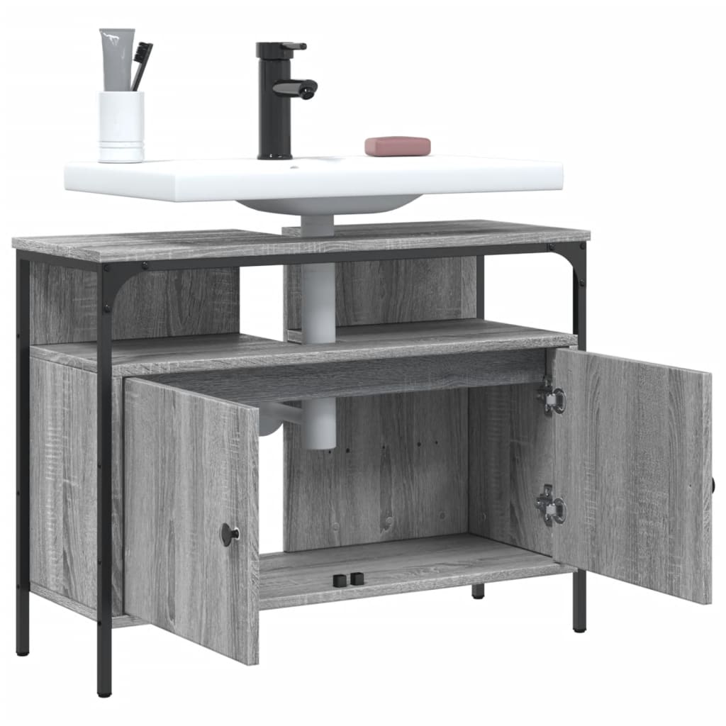 Washbasin Cabinet Grey Sonoma 80x30x60 cm Wood Material