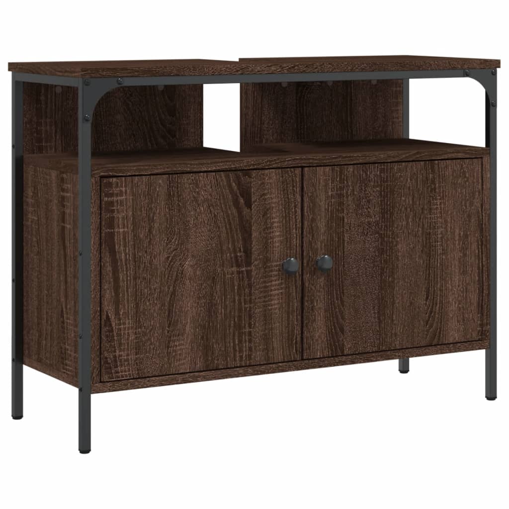 Washbasin Cabinet Brown Oak 80x30x60 cm Wood Material