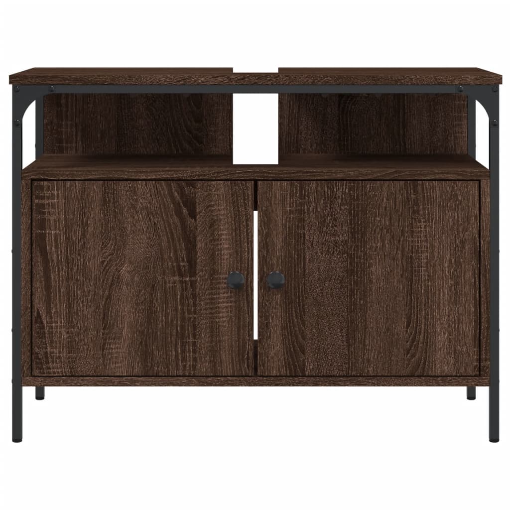 Washbasin Cabinet Brown Oak 80x30x60 cm Wood Material