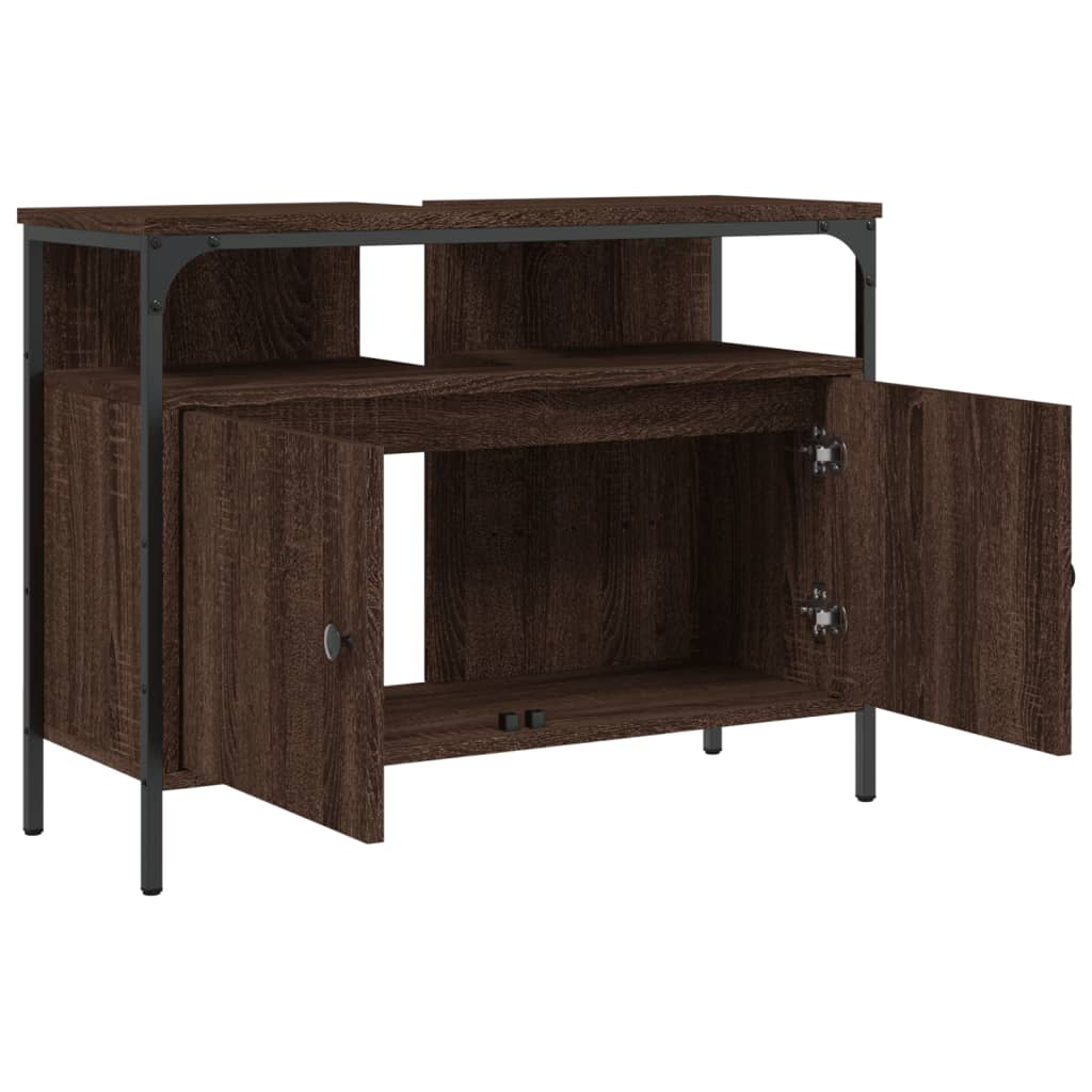 Washbasin Cabinet Brown Oak 80x30x60 cm Wood Material
