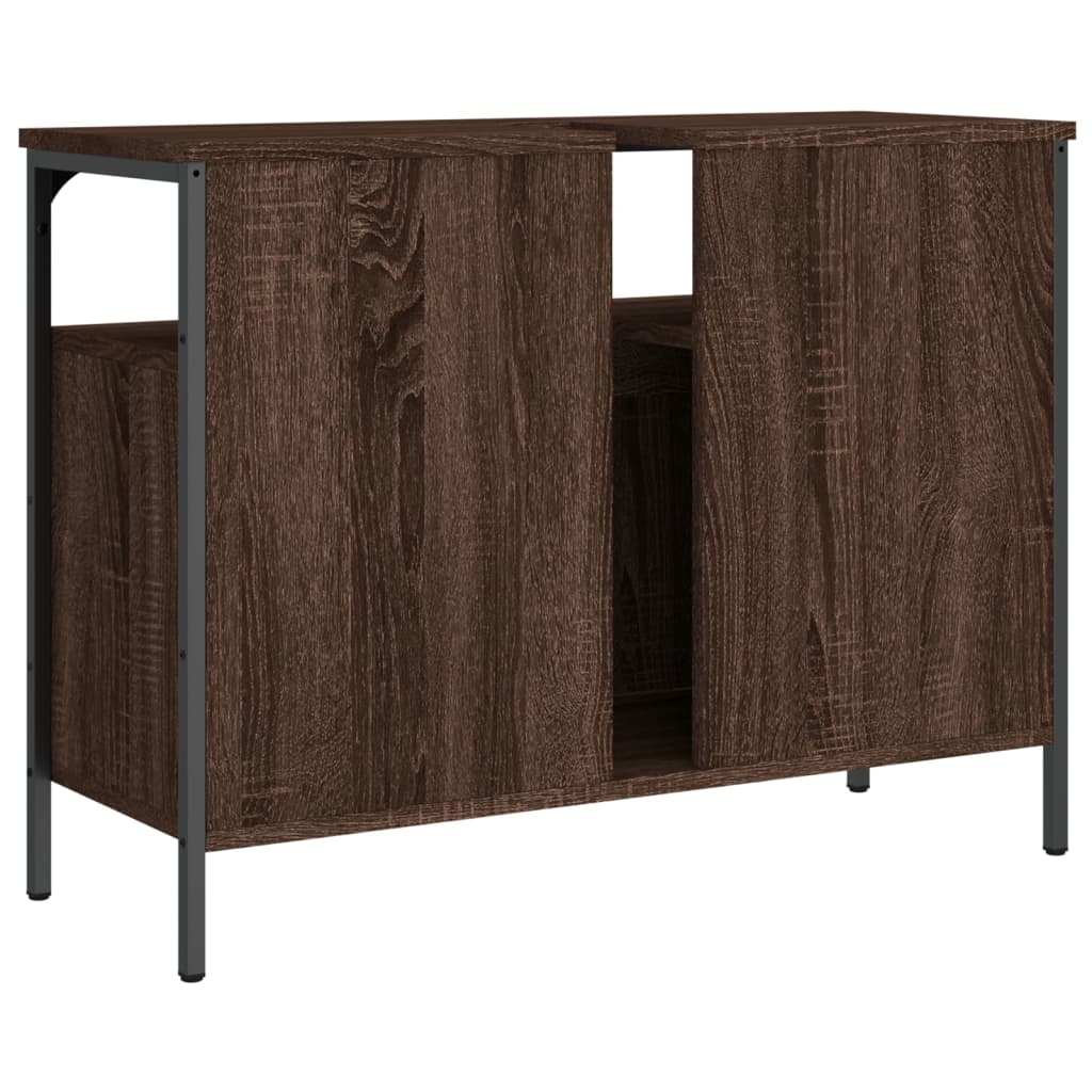 Washbasin Cabinet Brown Oak 80x30x60 cm Wood Material