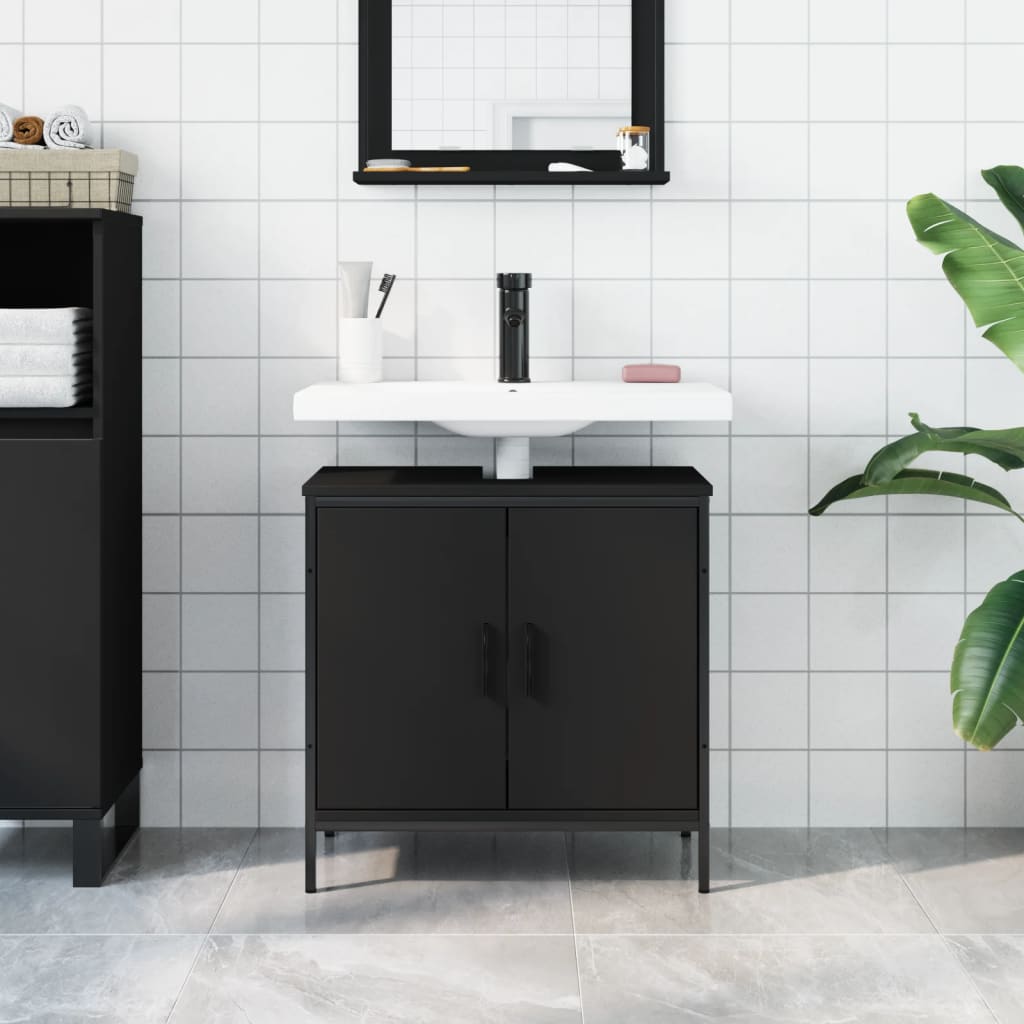 Washbasin Cabinet Black 60x30x60 cm Wood Material