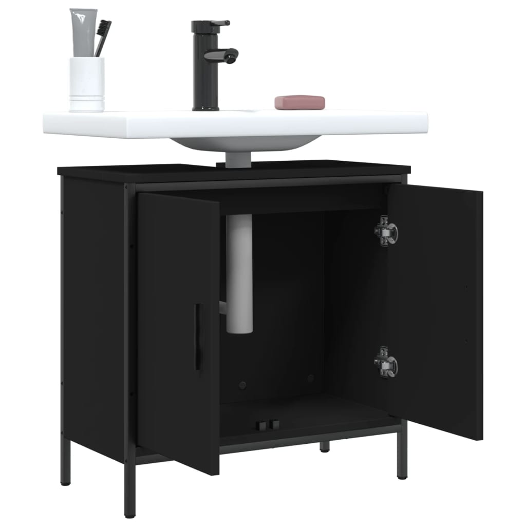 Washbasin Cabinet Black 60x30x60 cm Wood Material