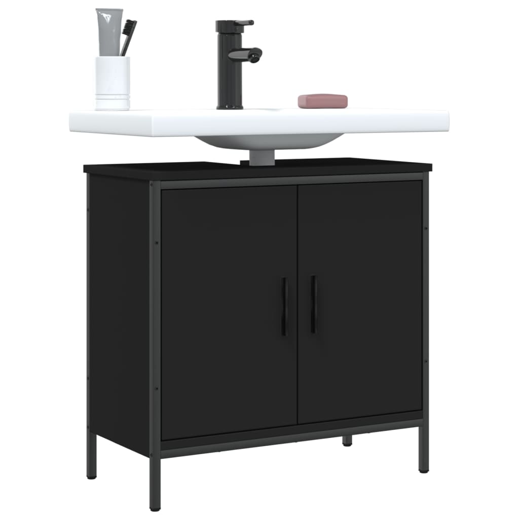 Washbasin Cabinet Black 60x30x60 cm Wood Material