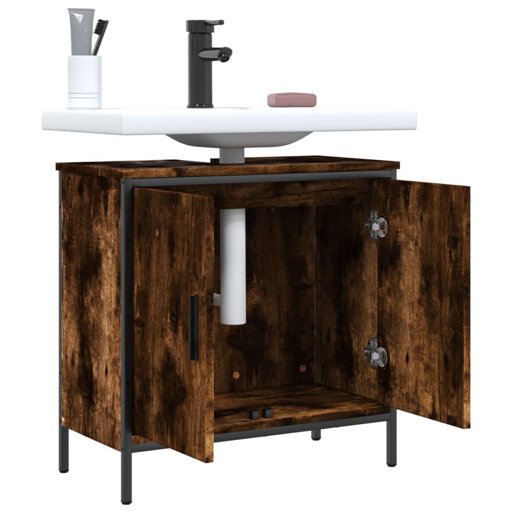 Washbasin base cabinet smoked oak 60x30x60 cm wood material