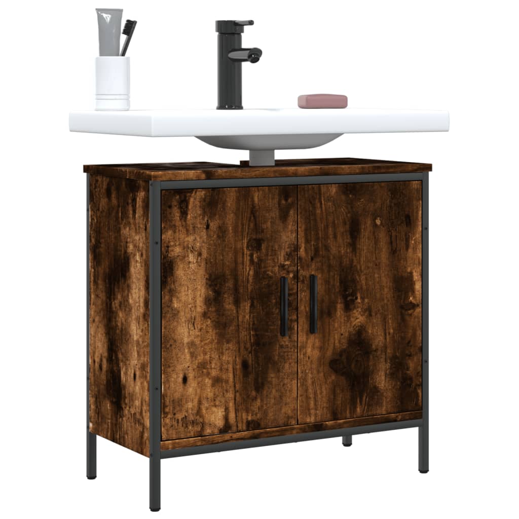 Washbasin base cabinet smoked oak 60x30x60 cm wood material