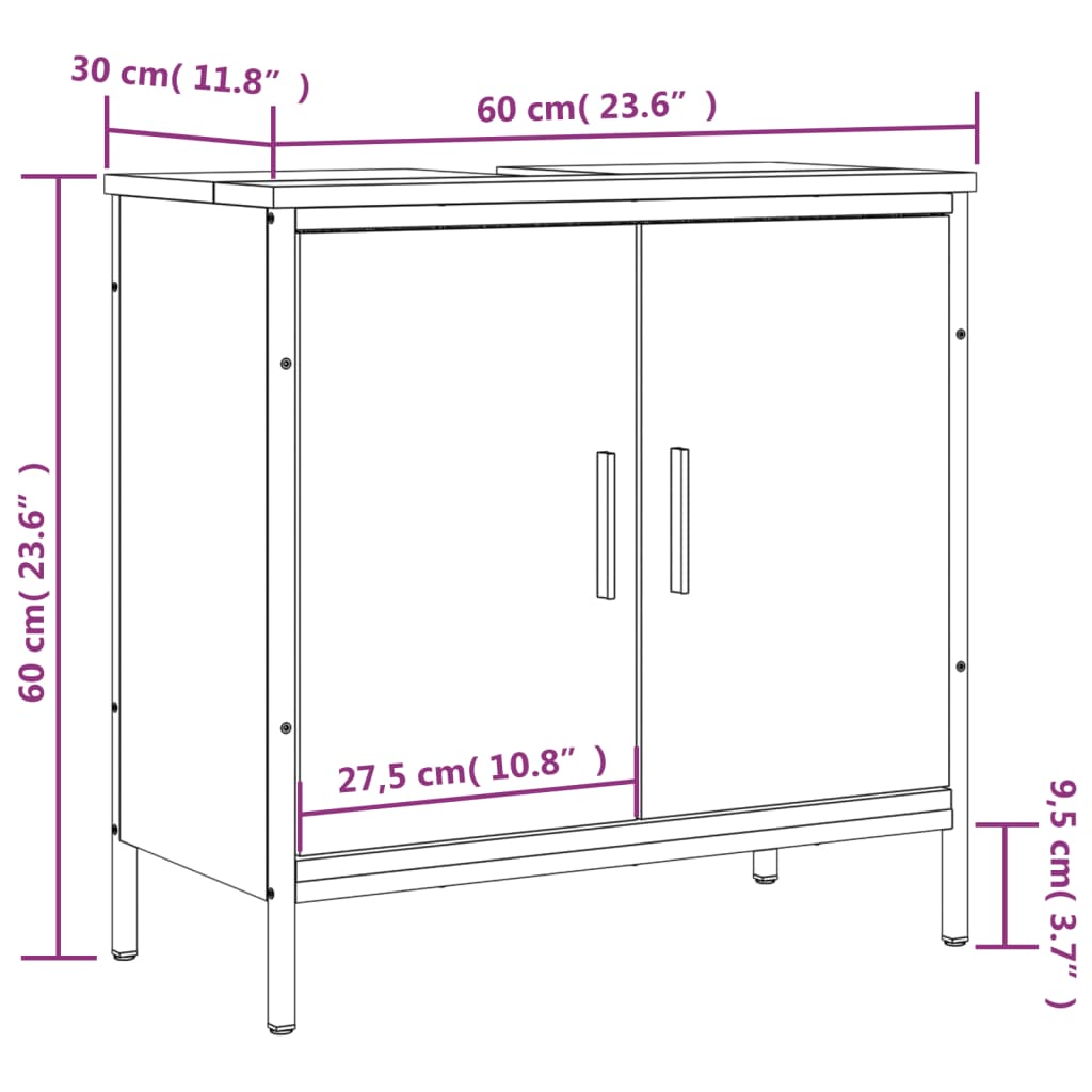 Washbasin Cabinet Brown Oak Look 60x30x60 cm