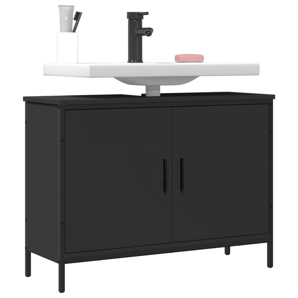 Washbasin Cabinet Black 80x30x60 cm Wood Material