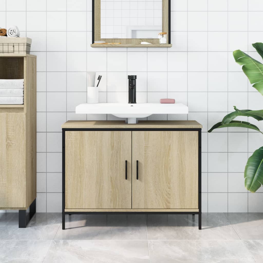 Washbasin base cabinet Sonoma oak 80x30x60 cm wood material