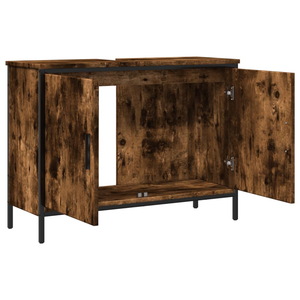 Washbasin base cabinet smoked oak 80x30x60 cm wood material