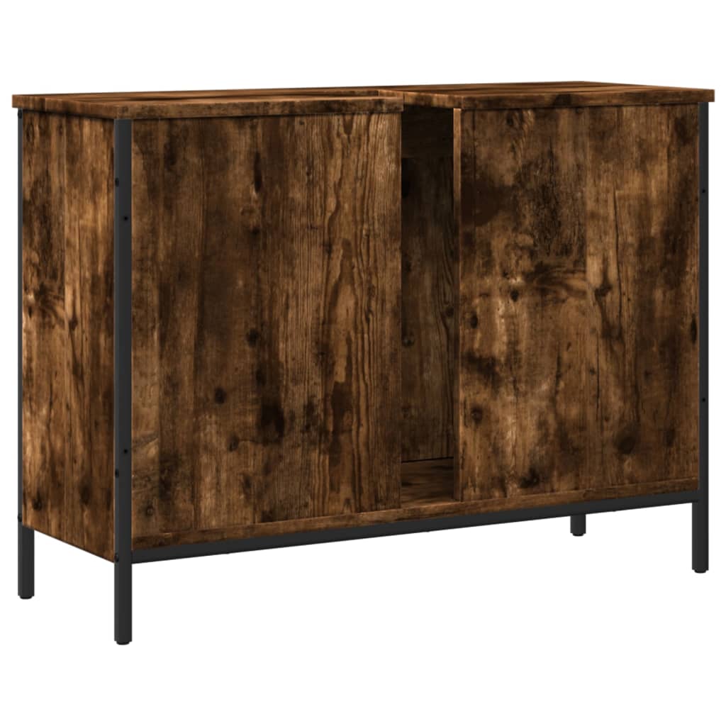 Washbasin base cabinet smoked oak 80x30x60 cm wood material