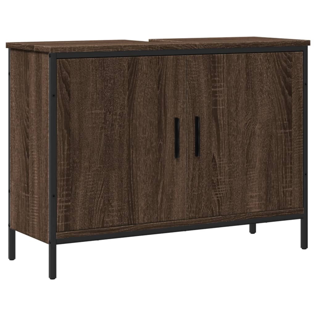 Washbasin Cabinet Brown Oak 80x30x60 cm Wood Material