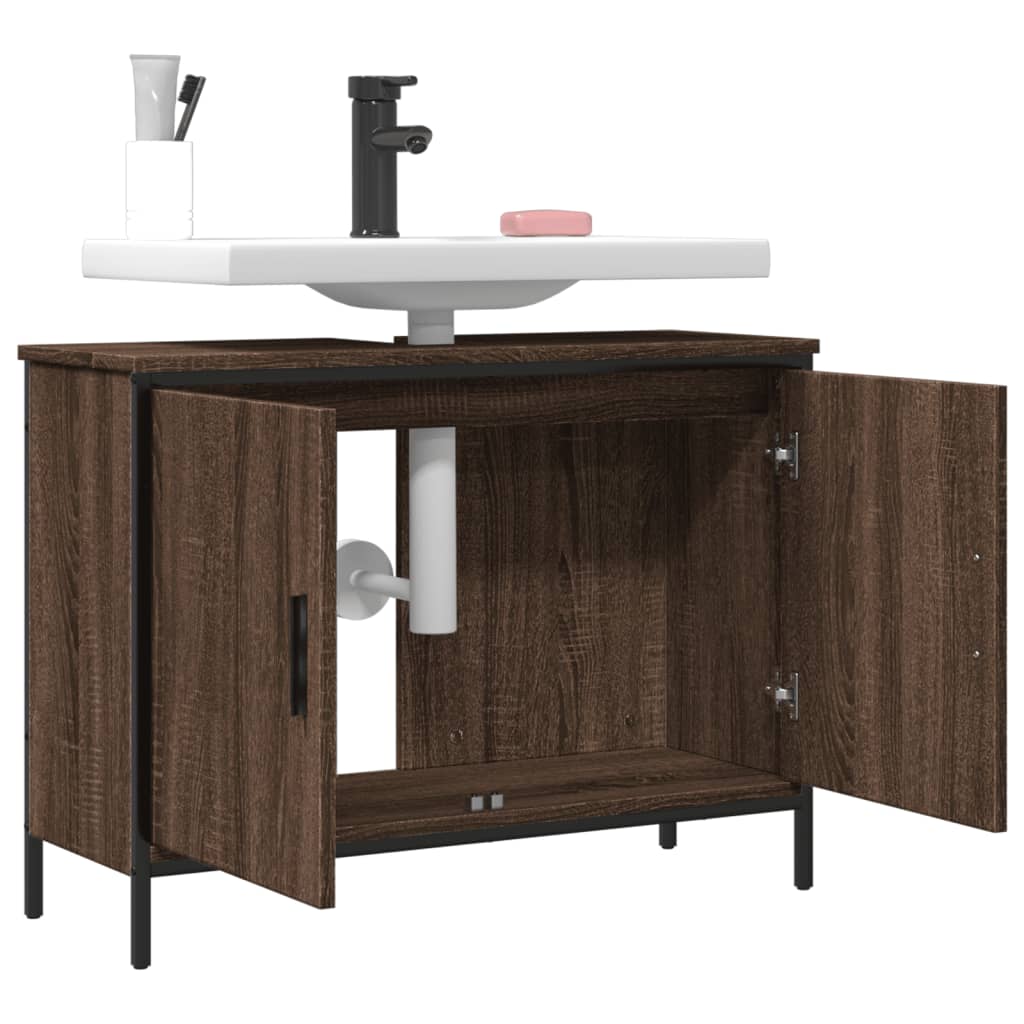 Washbasin Cabinet Brown Oak 80x30x60 cm Wood Material