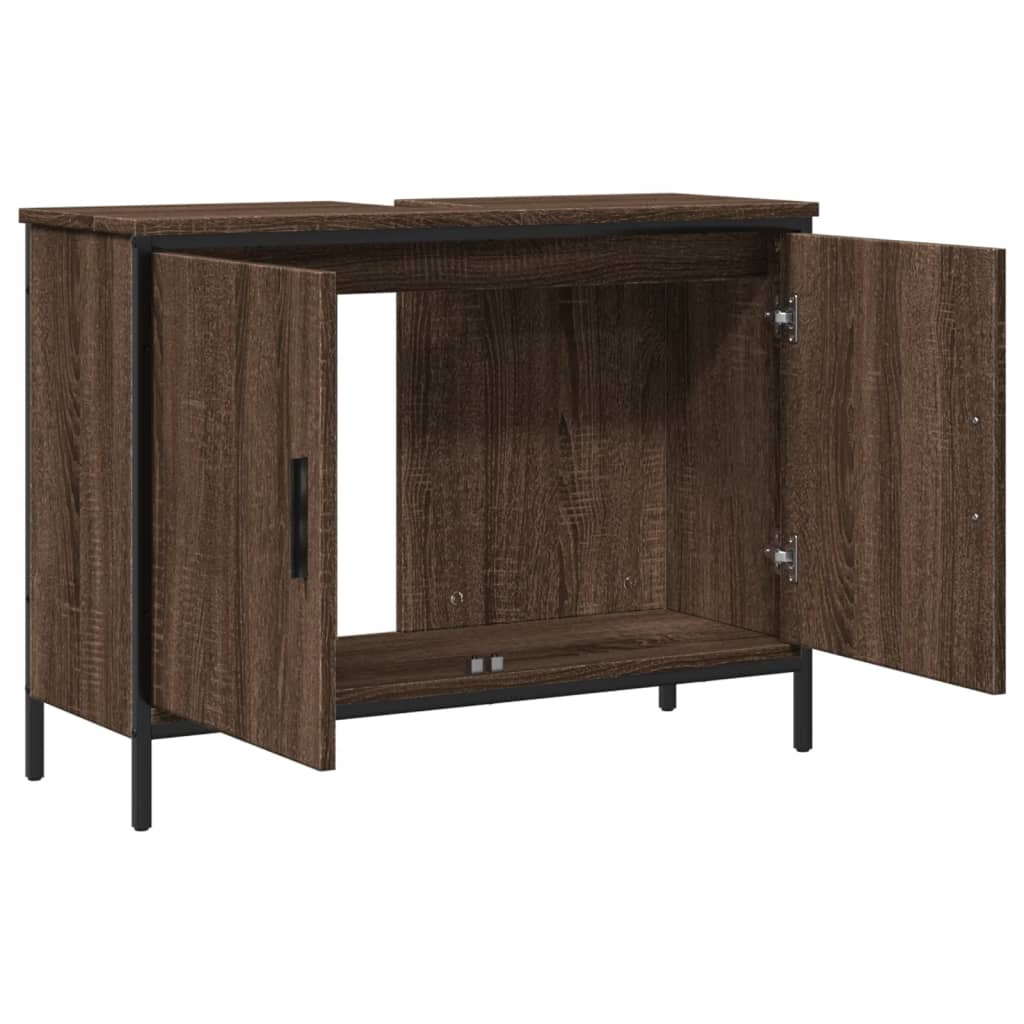 Washbasin Cabinet Brown Oak 80x30x60 cm Wood Material