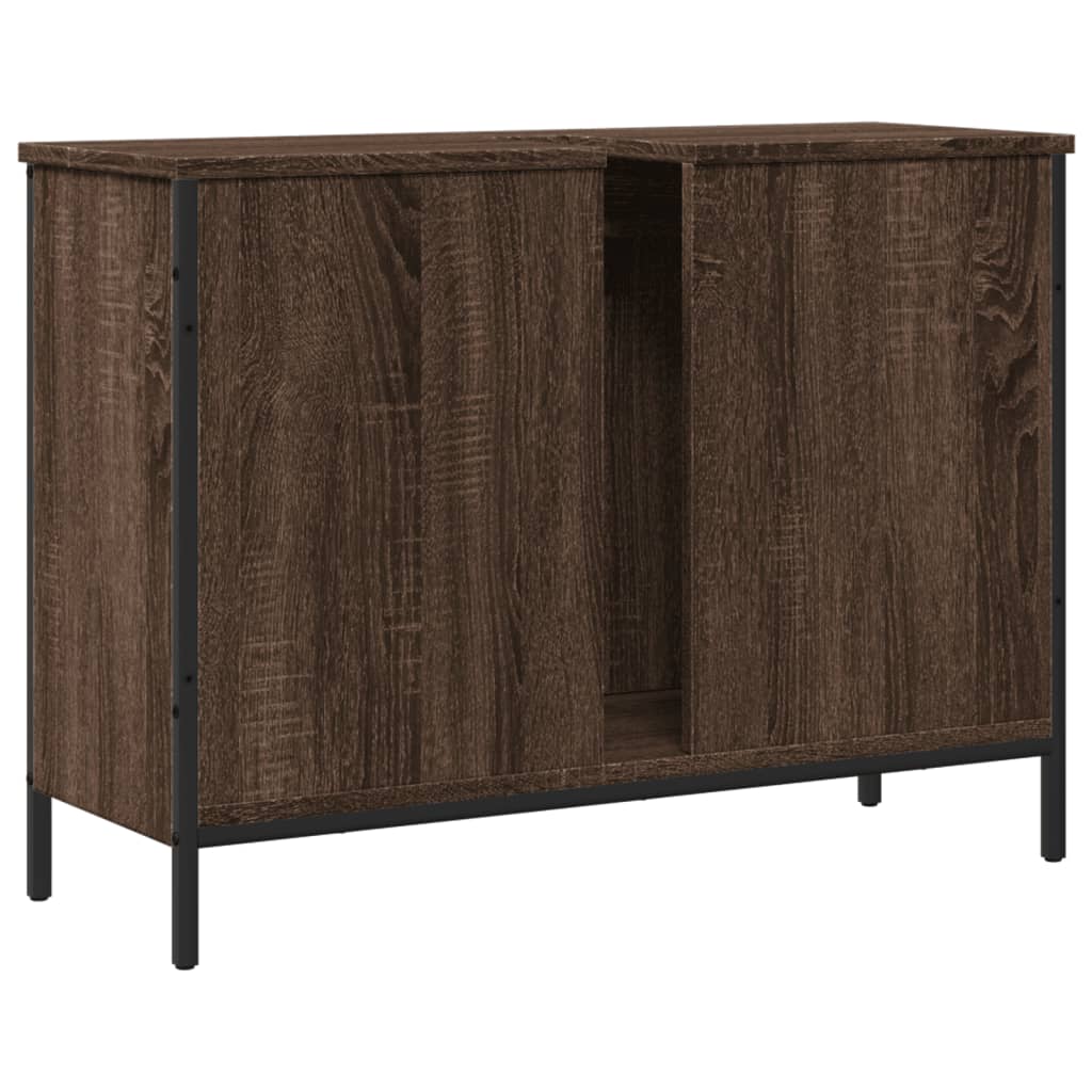 Washbasin Cabinet Brown Oak 80x30x60 cm Wood Material
