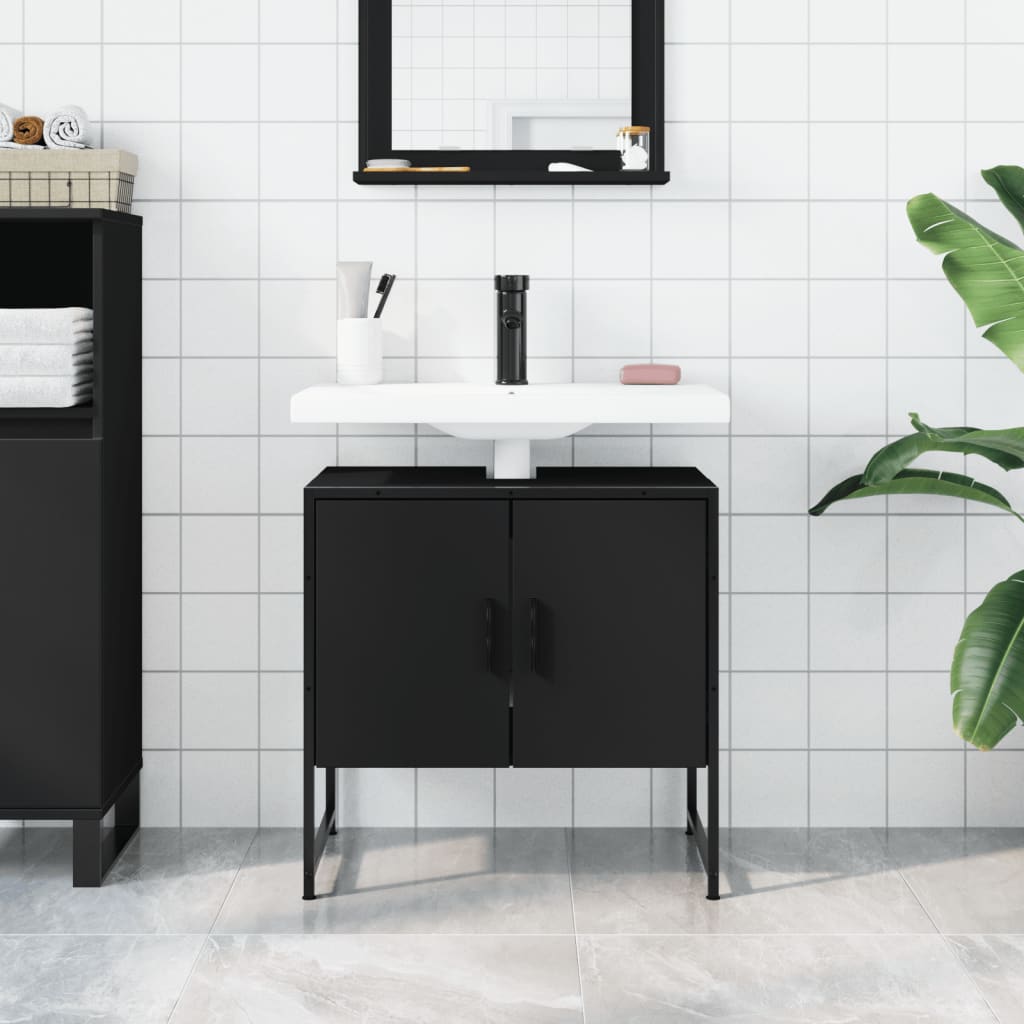 Washbasin Cabinet Black 60x33x60 cm Wood Material
