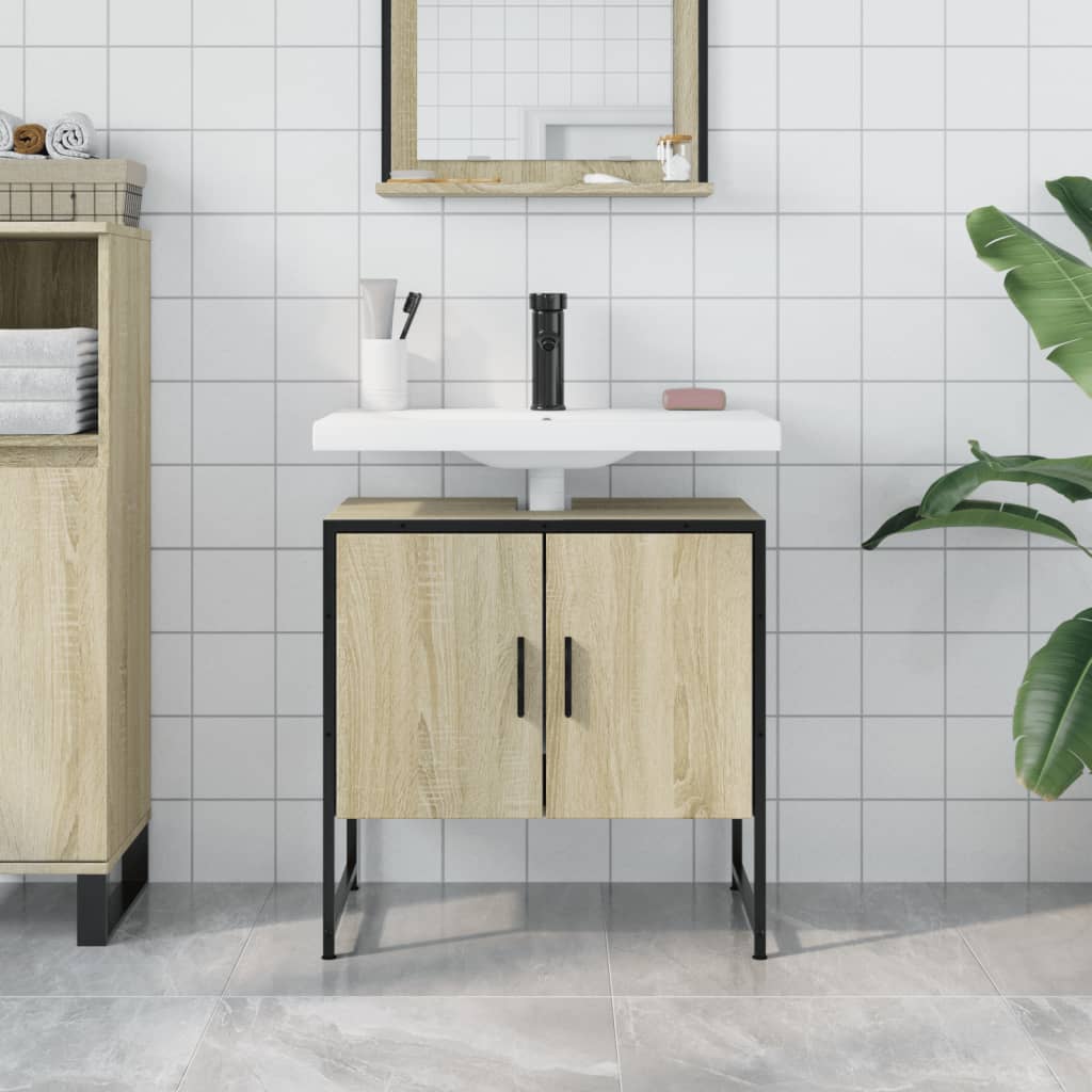 Washbasin base cabinet Sonoma oak 60x33x60 cm wood material