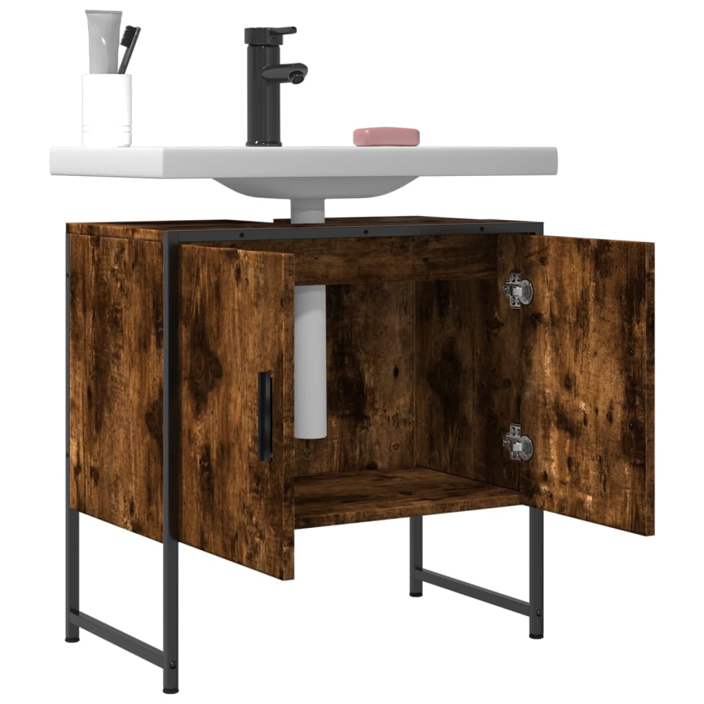 Washbasin base cabinet smoked oak 60x33x60 cm wood material