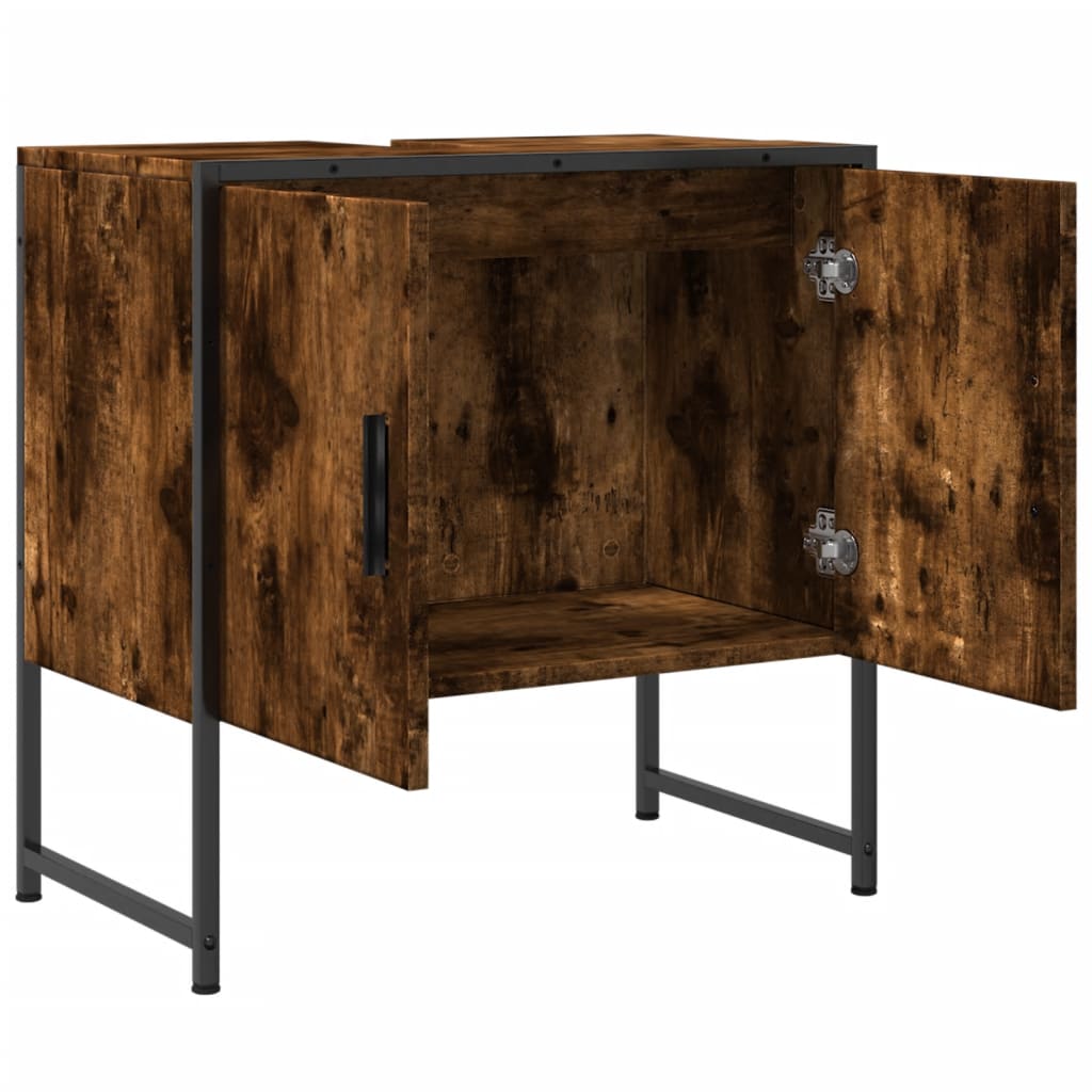 Washbasin base cabinet smoked oak 60x33x60 cm wood material