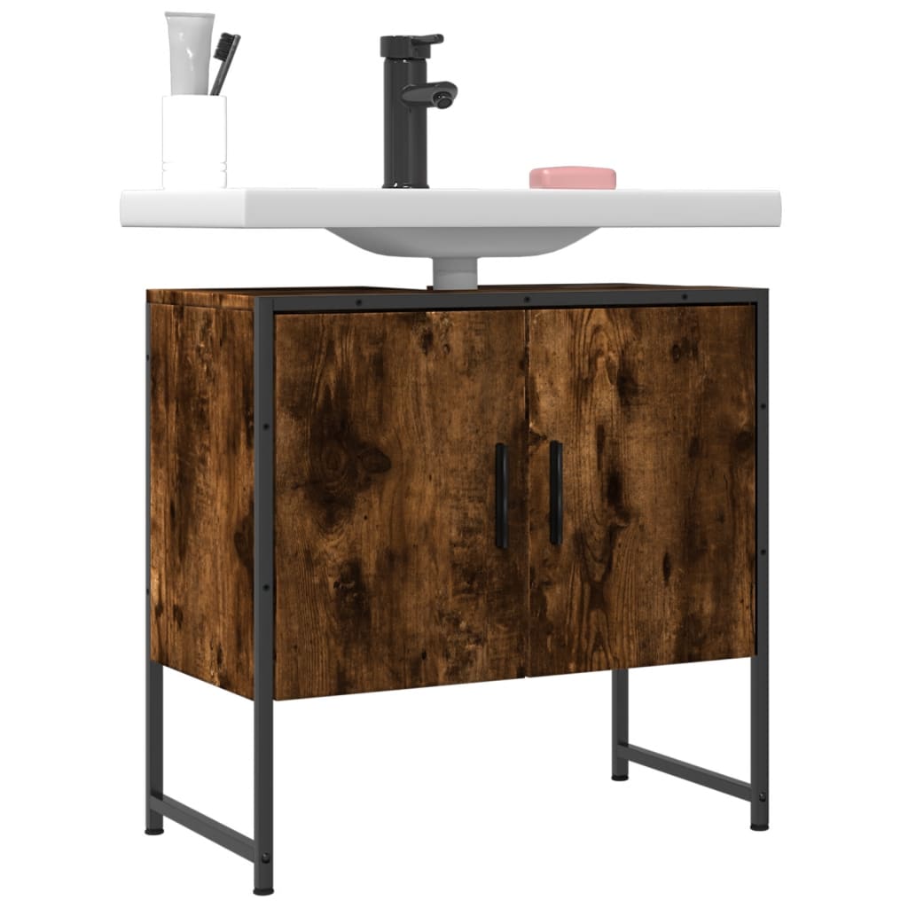 Washbasin base cabinet smoked oak 60x33x60 cm wood material