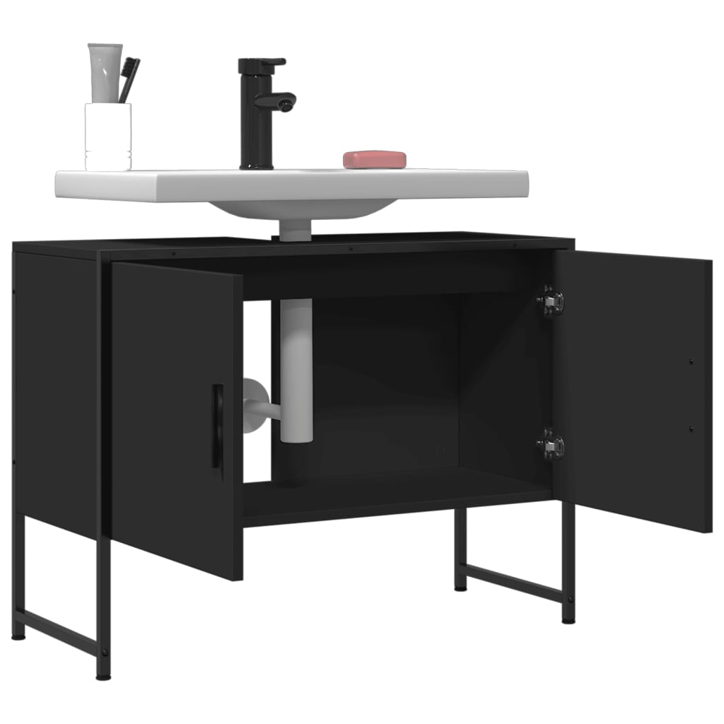 Washbasin Cabinet Black 80x33x60 cm Wood Material