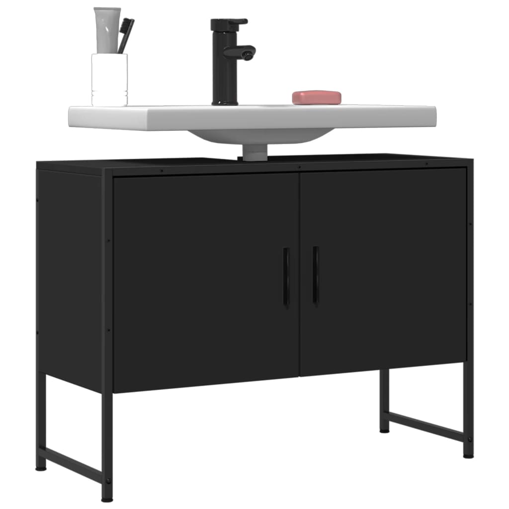 Washbasin Cabinet Black 80x33x60 cm Wood Material