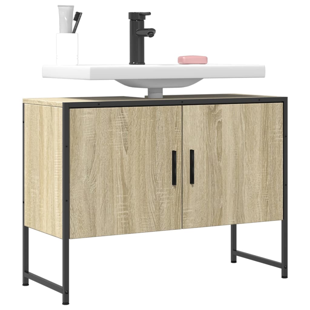 Washbasin base cabinet Sonoma oak 80x33x60 cm wood material
