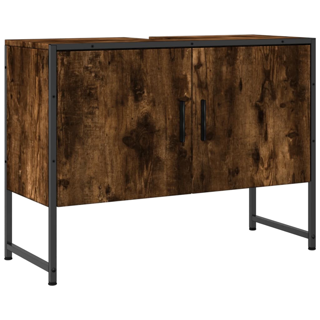 Washbasin base cabinet smoked oak 80x33x60 cm wood material
