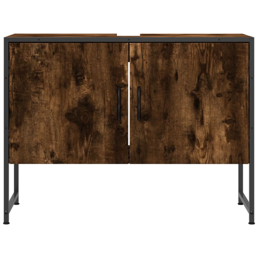 Washbasin base cabinet smoked oak 80x33x60 cm wood material