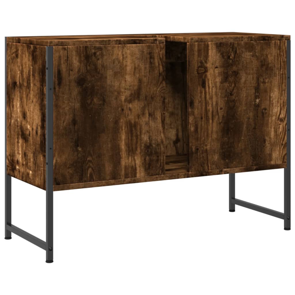 Washbasin base cabinet smoked oak 80x33x60 cm wood material