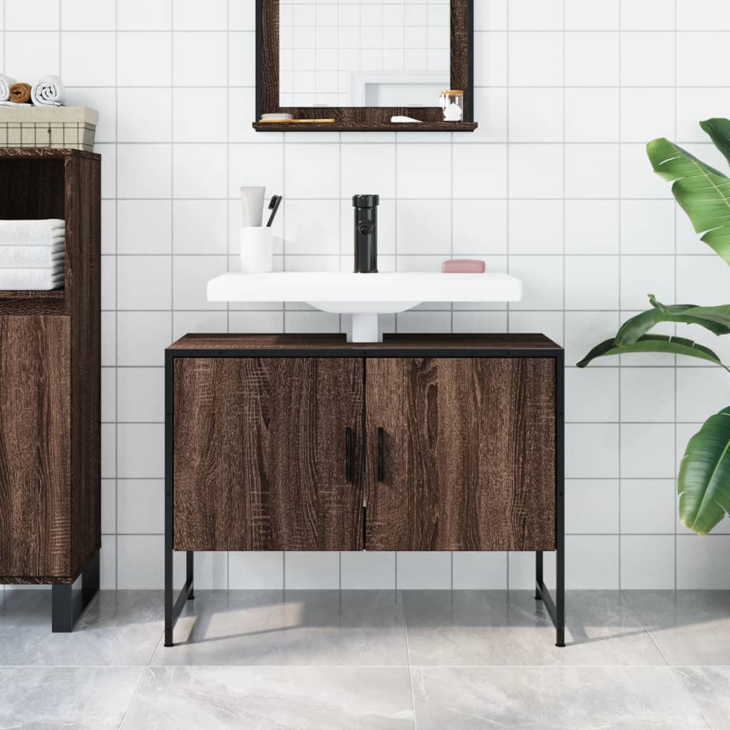 Washbasin Cabinet Brown Oak Look 80x33x60 cm