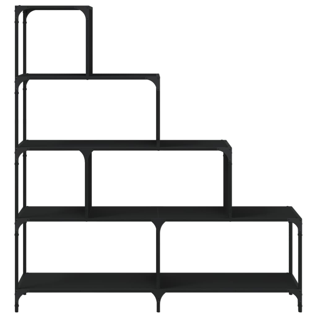 Bibliothèque 4 niveaux noir 139x33,5x149 cm matériau bois