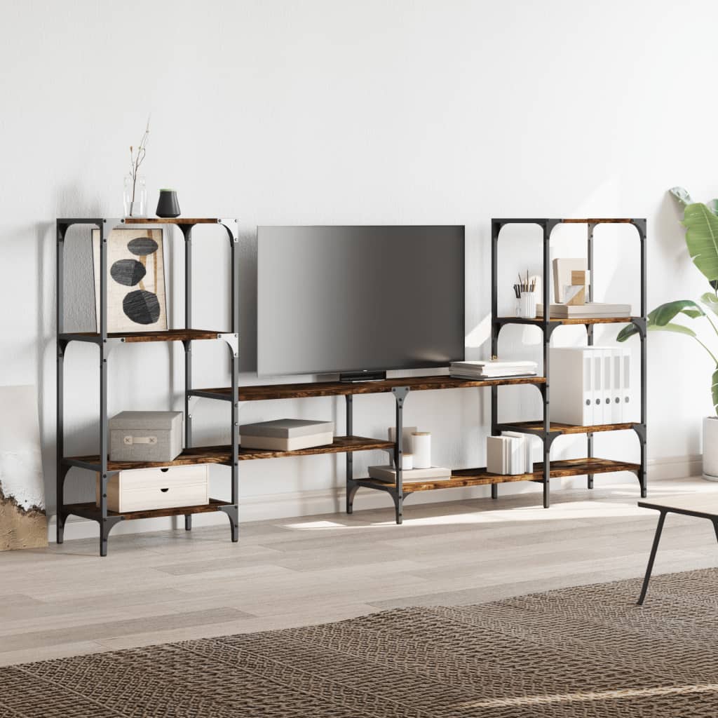 Meuble TV chêne fumé 206,5x28,5x95 cm matériau bois