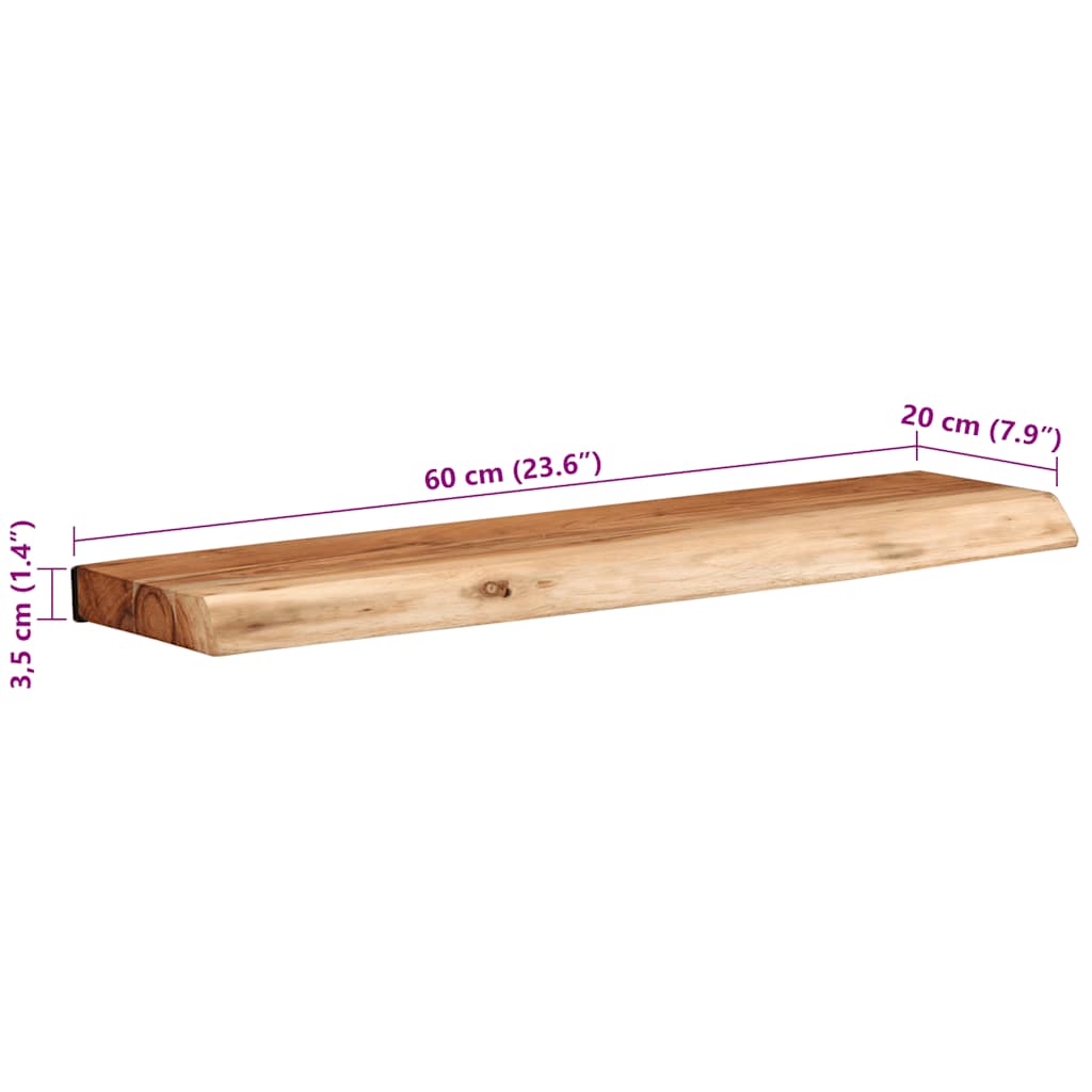 Wandregale 2 Stk. 60x20x3,5 cm Massivholz Akazie