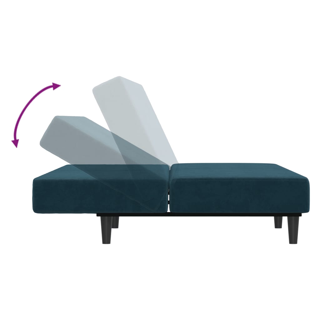 Sofa Bed 2-Seater Blue Velvet