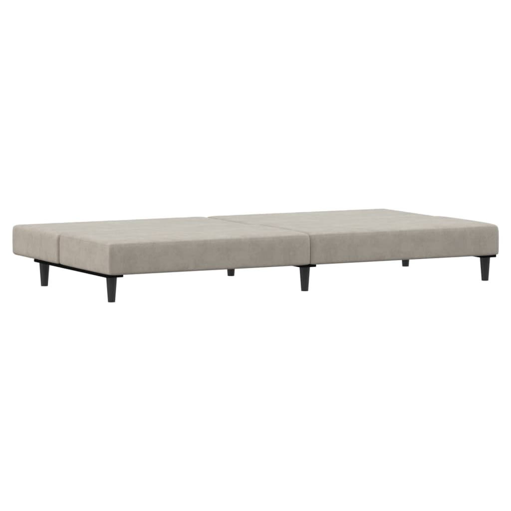 Canapé lit 2 places velours gris clair