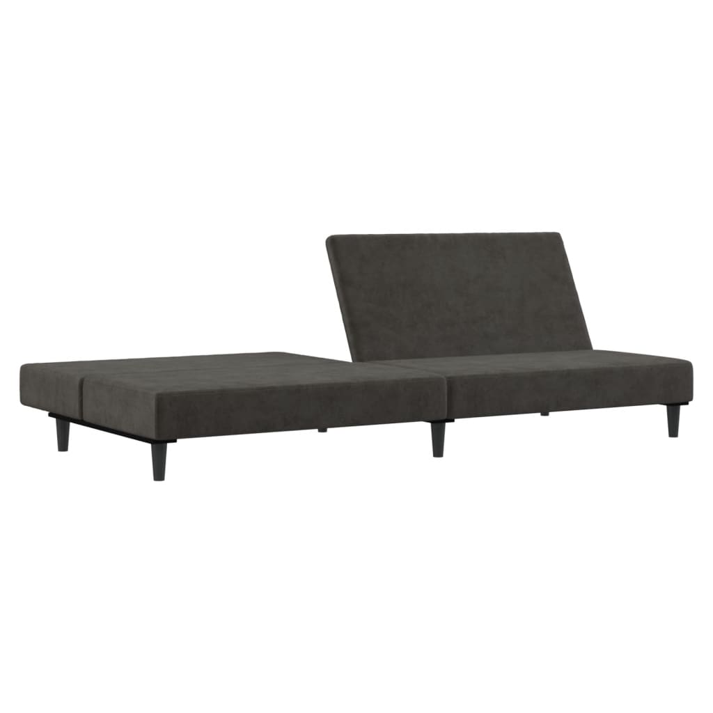 Canapé lit 2 places velours gris foncé