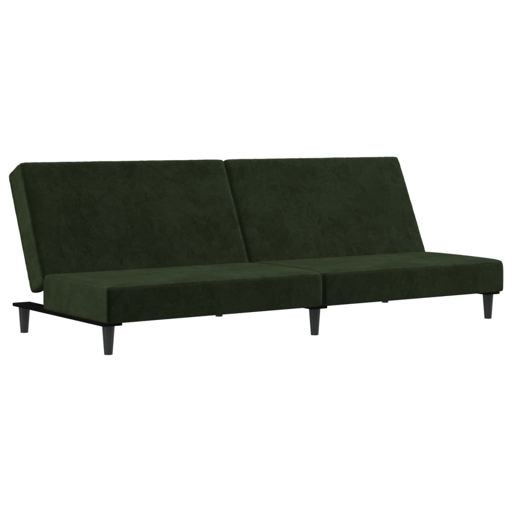 Canapé lit 2 places velours vert foncé