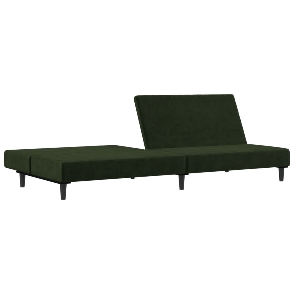 Canapé lit 2 places velours vert foncé