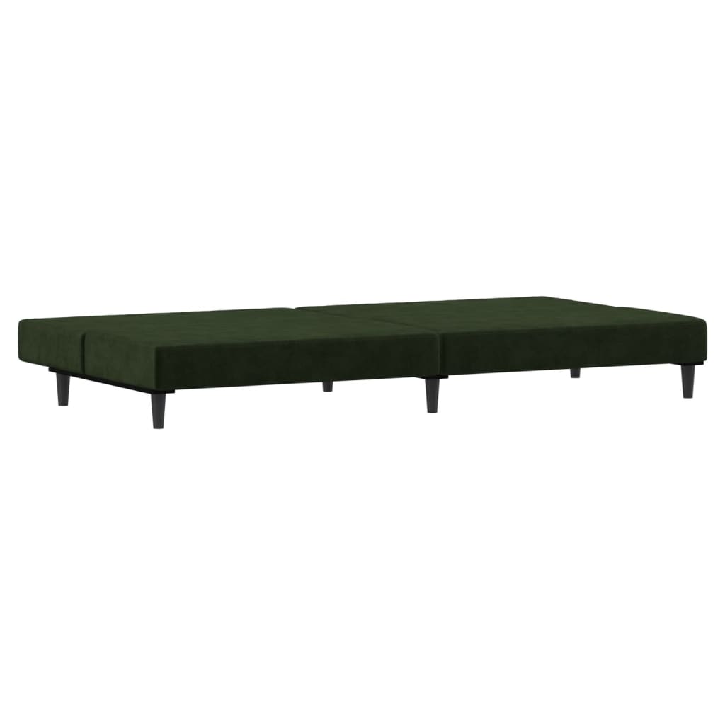 Canapé lit 2 places velours vert foncé