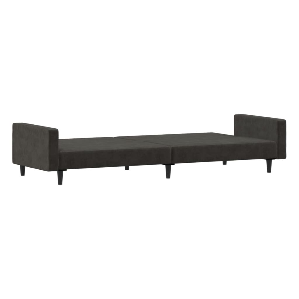 Canapé lit 2 places velours gris foncé