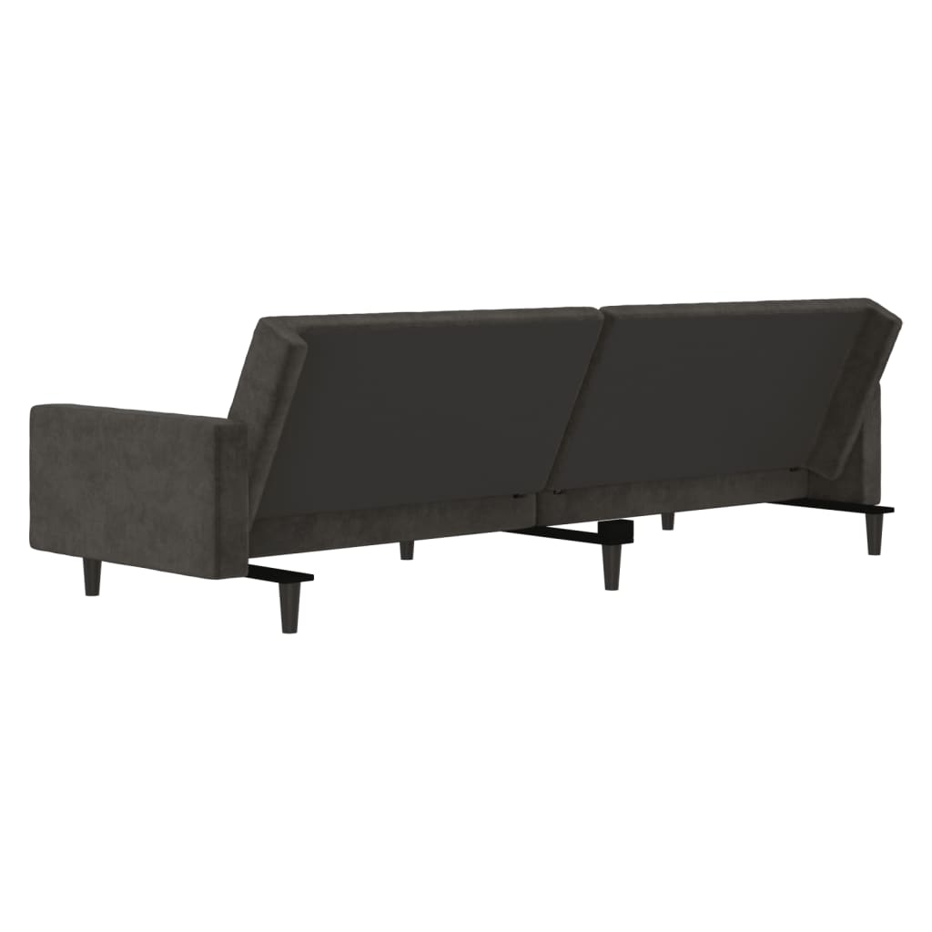 Canapé lit 2 places velours gris foncé