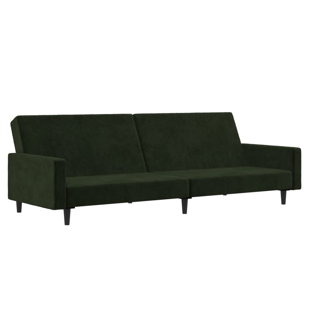 Canapé lit 2 places velours vert foncé