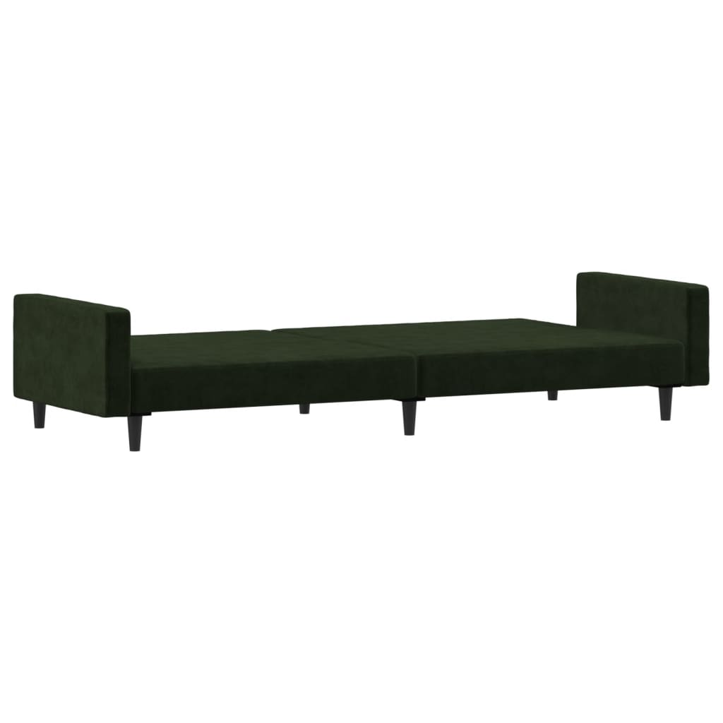 Canapé lit 2 places velours vert foncé