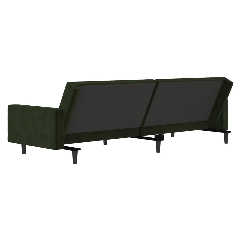 Canapé lit 2 places velours vert foncé