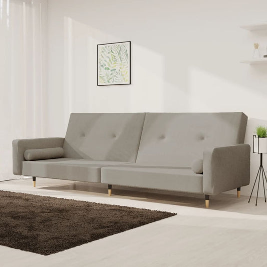 Sofa Bed 2-Seater with 2 Pillows Light Grey Velvet