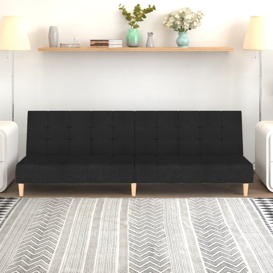 Sofa Bed 2-Seater Black Fabric
